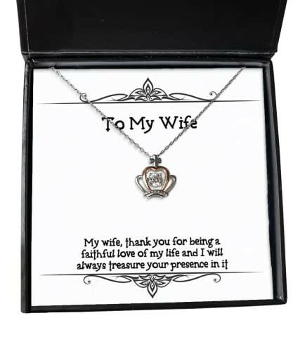 funny wife gifts my wife thank you for being a faithful love of my life inspirational holiday crown pendant necklace from wife wedding engagement bridesmaid girlfriend fianc significant