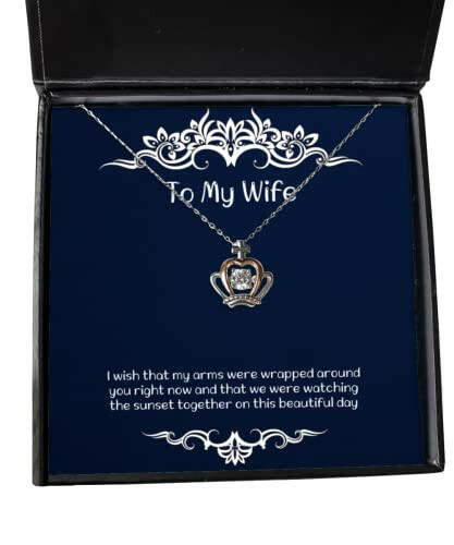 inspirational wife i wish that my arms were wrapped around you right now and that we were holiday crown pendant necklace for wife