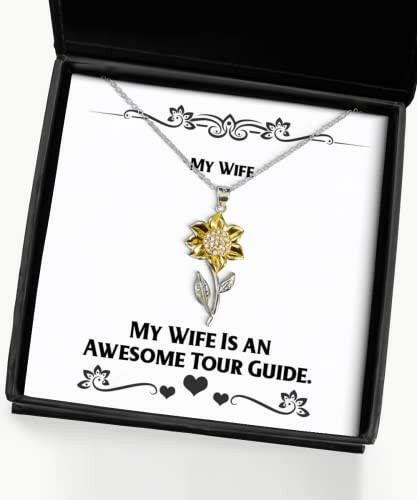 my wife is an awesome tour guide wife sunflower pendant necklace useful wife jewelry for