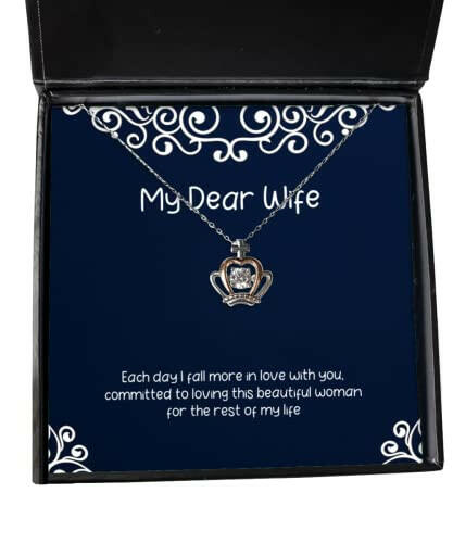 special wife each day i fall more in love with you committed to loving this funny crown pendant necklace for wife from husband