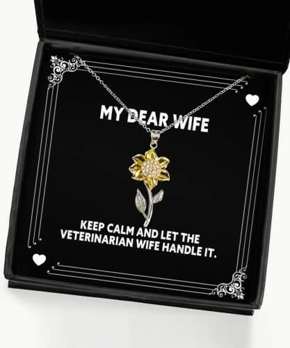 nice wife keep calm and let the veterinarian wife handle it beautiful sunflower pendant necklace for wife from husband