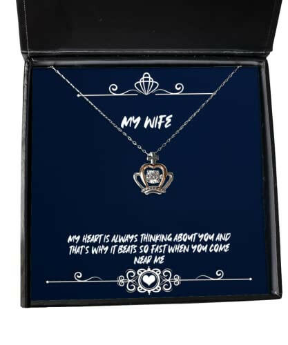 my heart is always thinking about you and thats why it beats so fast when wife crown pendant necklace useful wife jewelry for wife