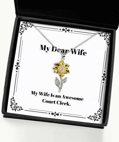 wife for my wife is an awesome court clerk beautiful wife sunflower pendant necklace jewelry from husband