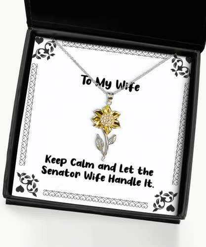 joke wife gifts keep calm and let the senator wife handle it special sunflower pendant necklace for wife from husband