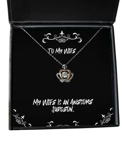 my wife is an awesome surgeon crown pendant necklace wife present from husband motivational jewelry for