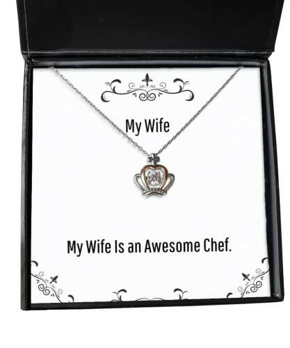 inspire wife my wife is an awesome chef motivational crown pendant necklace for from husband