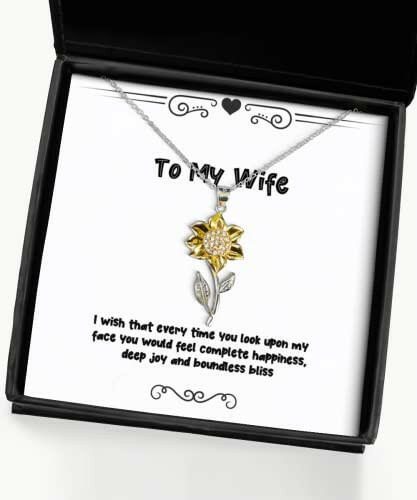 i wish that every time you look upon my face you would feel wife sunflower pendant necklace unique idea wife jewelry for wife