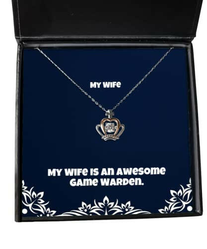 fancy wife my wife is an awesome game warden wife crown pendant necklace from husband