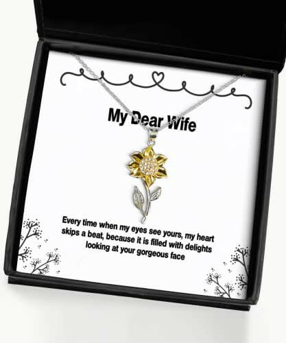 nice wife every time when my eyes see yours my heart skips a beat because it valentines day sunflower pendant necklace for wife