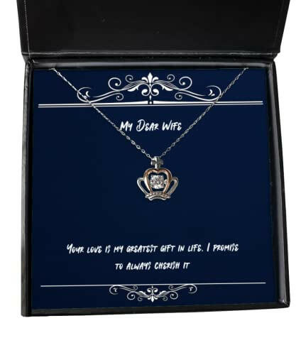 sarcasm wife your love is my greatest in life i promise to always cherish unique crown pendant necklace for wife from husband