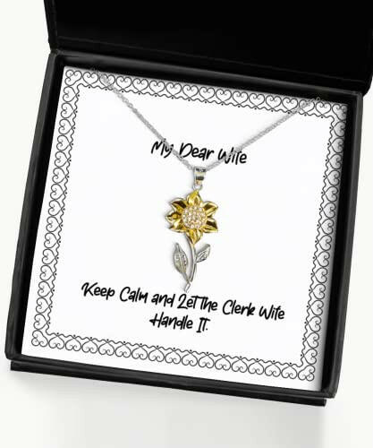 love wife keep calm and let the clerk wife handle it beautiful sunflower pendant necklace for wife from husband