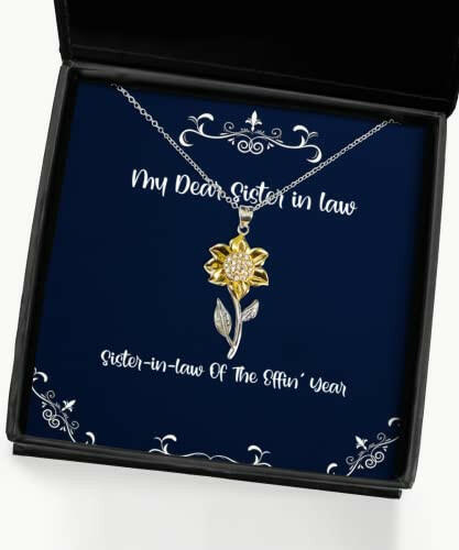 sister in law of the effin year sunflower pendant necklace sister in law funny gifts for sister in law