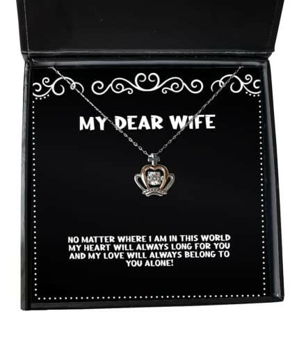 cheap wife no matter where i am in this world my heart will always long for you and my wife crown pendant necklace from husband