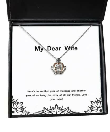 heres to another year of marriage and another year of us being crown pendant necklace wife jewelry unique gifts for wife funny crown pendant necklace gift ideas funny crown pendant necklaces