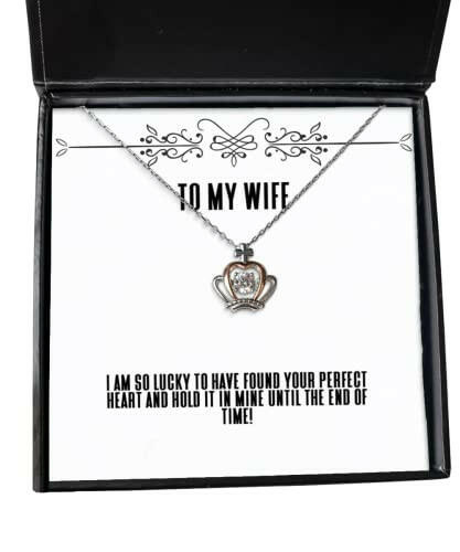wife for wife i am so lucky to have found your perfect heart and hold it in new wife crown pendant necklace jewelry from husband