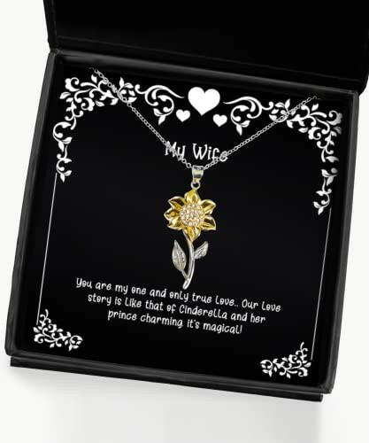 you are my one and only true love our love story is like that of wife sunflower pendant necklace unique wife jewelry for wife