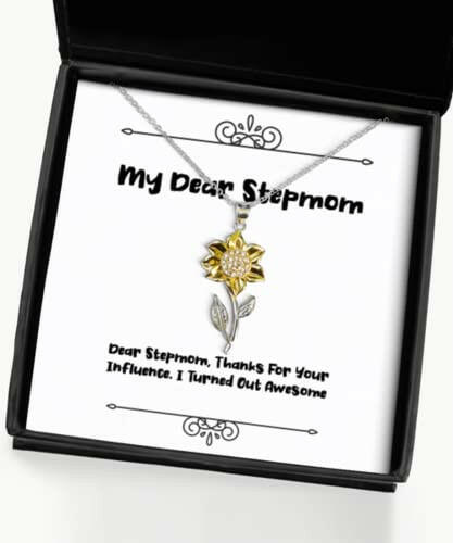 joke stepmom sunflower pendant necklace dear stepmom thanks for your influence i present for mom motivational gifts from son