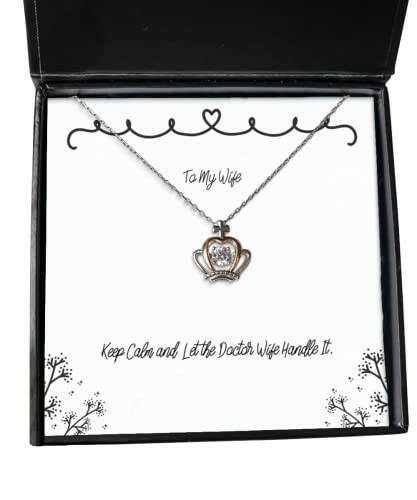 cute wife keep calm and let the doctor wife handle it christmas crown pendant necklace for wife