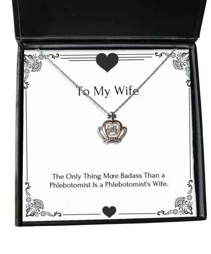 best wife gifts the only thing more badass than a phlebotomist is a funny holiday crown pendant necklace from wife wedding engagement bridesmaid girlfriend fianc significant other