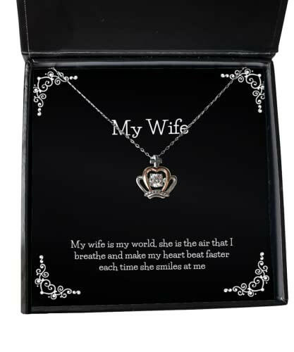 fun wife my wife is my world she is the air that i breathe and make my inspirational crown pendant necklace for wife from husband