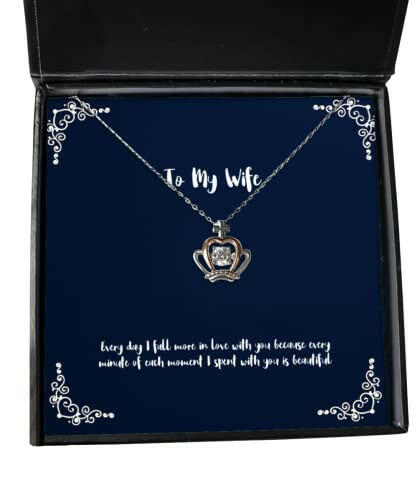 sarcastic wife every day i fall more in love with you because every minute of sarcasm crown pendant necklace for wife from husband