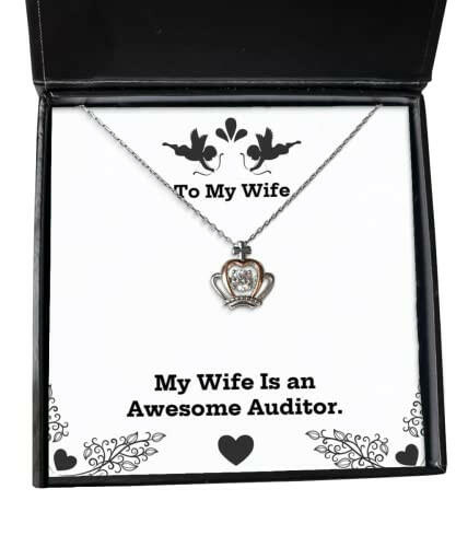 sarcastic wife crown pendant necklace my wife is an awesome auditor present for cheap from husband