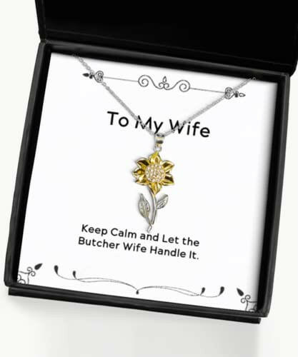 inspire wife gifts keep calm and let the butcher wife handle it gag christmas sunflower pendant necklace gifts for wife
