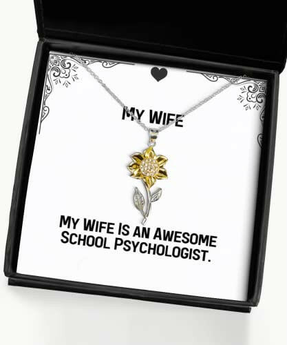 my wife is an awesome school psychologist sunflower pendant necklace wife present from husband nice jewelry for