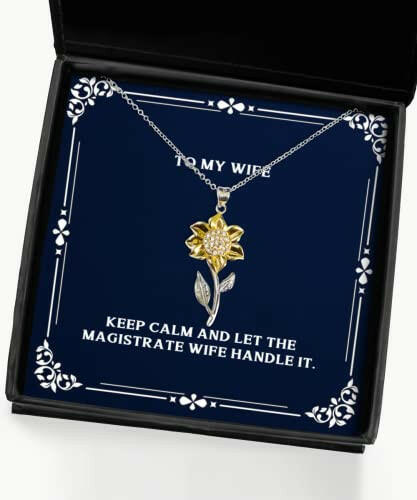 keep calm and let the magistrate wife handle it sunflower pendant necklace wife present from husband reusable jewelry for wife