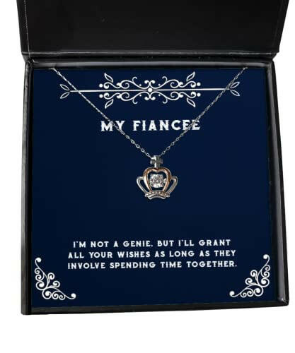 im not a genie but ill grant all your wishes as long as crown pendant necklace fiancee jewelry for fiancee funny fiancee gifts funny engagement gifts funny wedding gifts bride