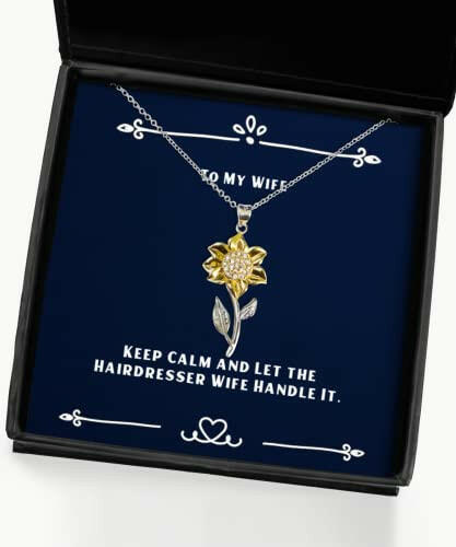 unique wife keep calm and let the hairdresser wife handle it nice holiday sunflower pendant necklace from wife