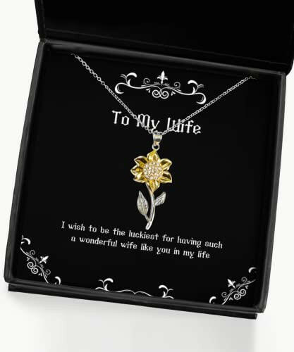 cute wife gifts i wish to be the luckiest for having such a wonderful unique sunflower pendant necklace for wife from husband wedding gift gift for her gift for wife
