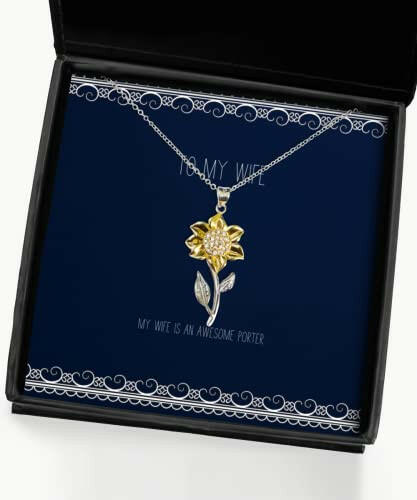 epic wife sunflower pendant necklace my wife is an awesome porter present for nice from husband