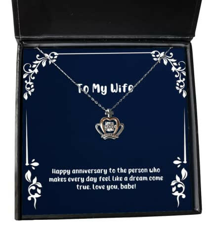 useful wife gifts happy anniversary to the person who makes every day feel like a wife crown pendant necklace from husband christmas new years hanukkah jewelry