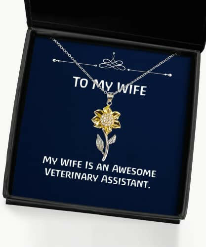 my wife is an awesome veterinary assistant wife sunflower pendant necklace nice wife gifts jewelry for gift ideas for wife present for wife birthday gift for wife for wife