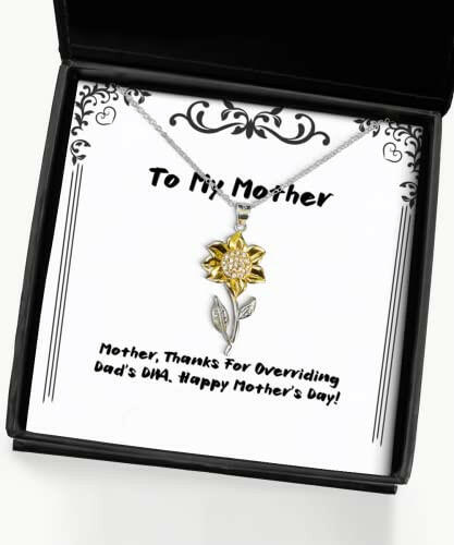 useful mother gifts mother thanks for overriding dads dna happy mothers fun sunflower pendant necklace for mom from daughter