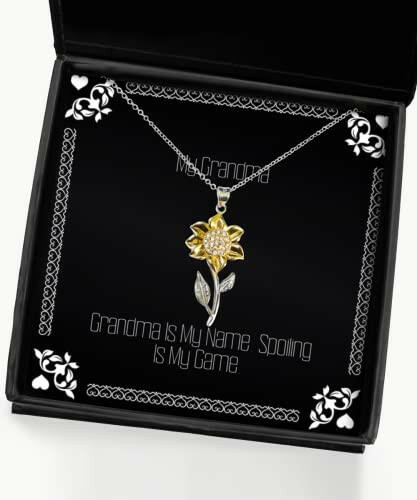 fancy grandma gifts grandma is my name spoiling is my game christmas sunflower pendant necklace for grandma