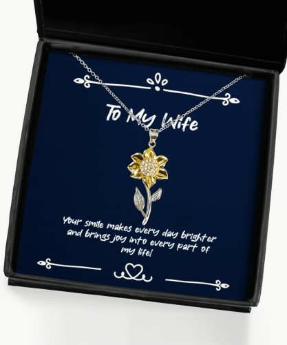 motivational wife gifts your smile makes every day brighter and brings joy into every part wife sunflower pendant necklace from husband