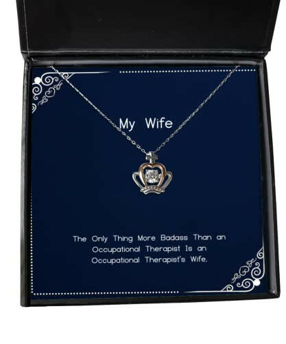 cute wife the only thing more badass than an occupational therapist is an sarcastic crown pendant necklace for wife from husband