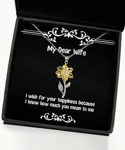 epic wife i wish for your happiness because i know how much you mean to me wife sunflower pendant necklace from husband