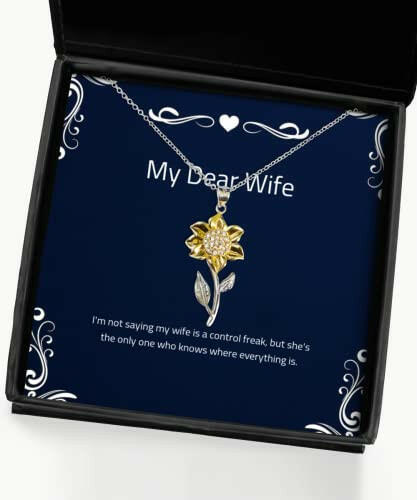 im not saying my wife is a control freak but shes the only sunflower pendant necklace wife jewelry for wife happy birthday