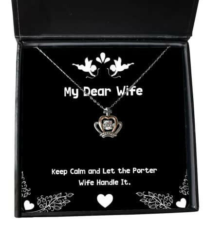 motivational wife keep calm and let the porter wife handle it unique crown pendant necklace for wife from husband