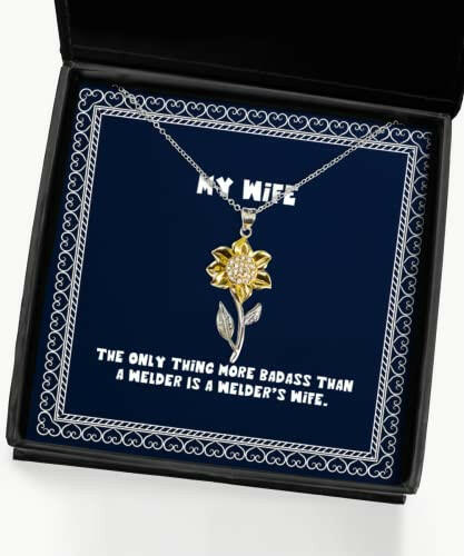 epic wife sunflower pendant necklace the only thing more badass than a welder is a for wife present from husband jewelry for wife