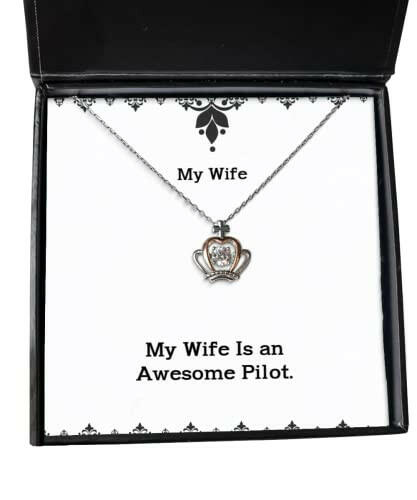 unique wife my wife is an awesome pilot sarcasm crown pendant necklace for from husband