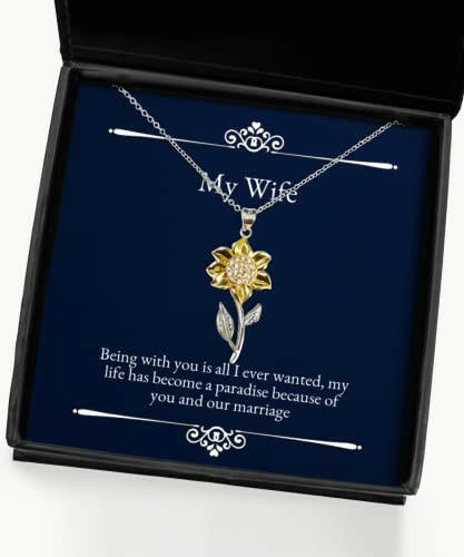 new wife gifts being with you is all i ever wanted my life has become a paradise holiday sunflower pendant necklace for wife present christmas birthday