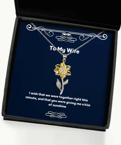 wife for wife i wish that we were together right this minute and that joke wife sunflower pendant necklace jewelry from husband