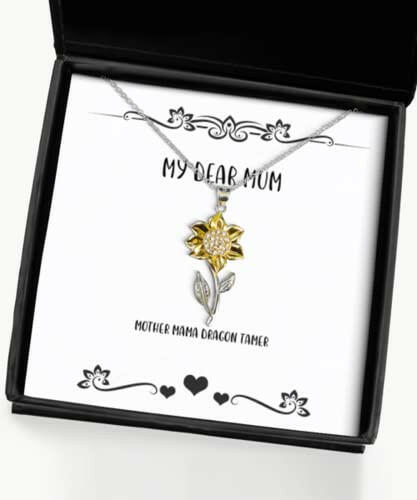 inspirational mum gifts mother mama dragon tamer mum sunflower pendant necklace from son daughter