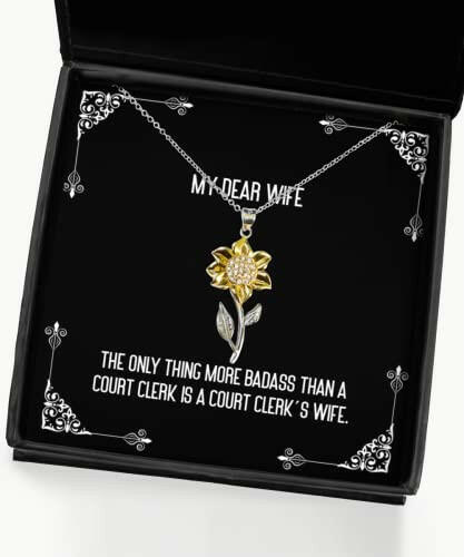reusable wife the only thing more badass than a court clerk is a motivational christmas sunflower pendant necklace for wife