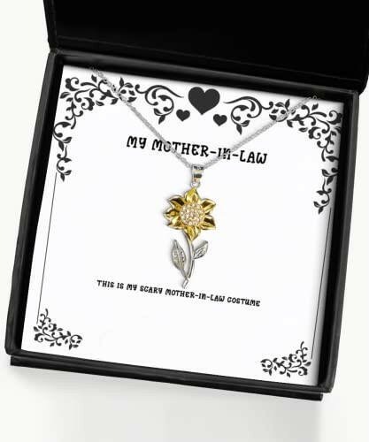 cool mother in law gifts this is my scary mother in law costume joke sunflower pendant necklace for mom from daughter