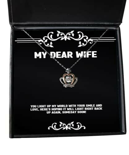 you light up my world with your smile and love heres hoping it will light crown pendant necklace wife jewelry reusable for wife
